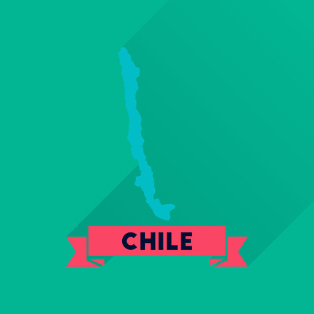 Flat icon with long  shadow Chile mapのイラスト素材