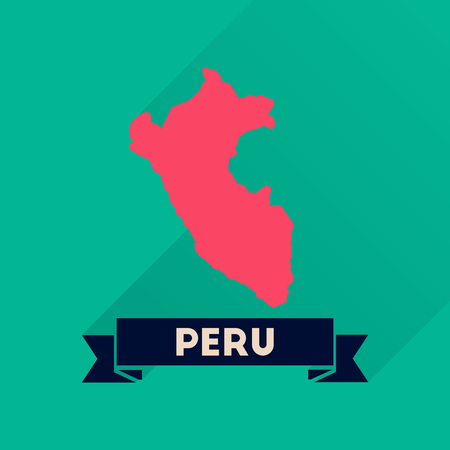 Flat icon with long  shadow Peru mapのイラスト素材