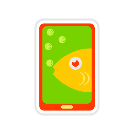 paper sticker on white  background mobile phone applicationのイラスト素材