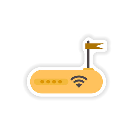 paper sticker on white background   WiFi routerのイラスト素材