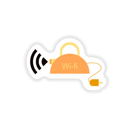 paper sticker on white background  WiFi routerのイラスト素材