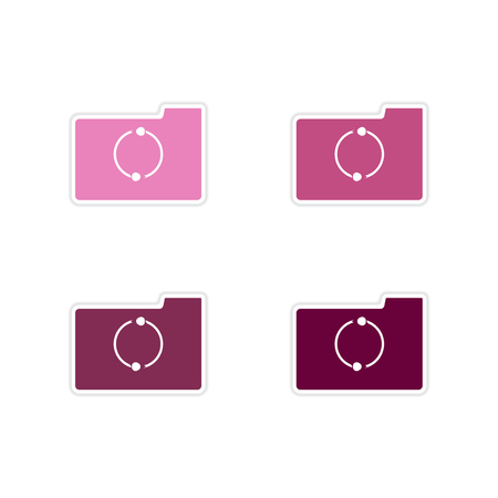 Set of paper stickers on white  background  arrow folderのイラスト素材