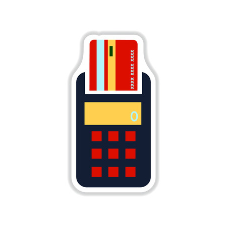 paper sticker on white  background   terminal machineのイラスト素材