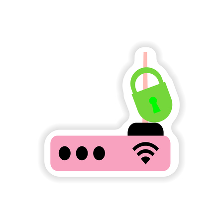 paper sticker on white background   Wi-Fi routerのイラスト素材