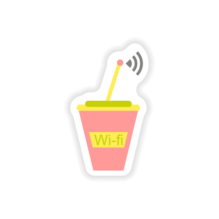 paper sticker on white background  Wi-Fi routerのイラスト素材
