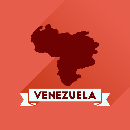 Flat icon with long  shadow map of Venezuelaのイラスト素材