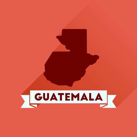 Flat icon with long  shadow Guatemala mapのイラスト素材