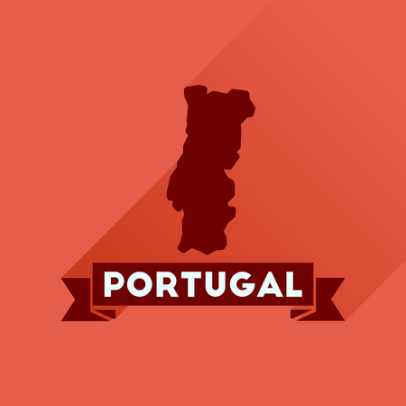 Flat icon with long  shadow Portugal mapのイラスト素材