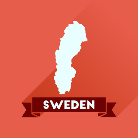 Flat icon with long  shadow Sweden mapのイラスト素材