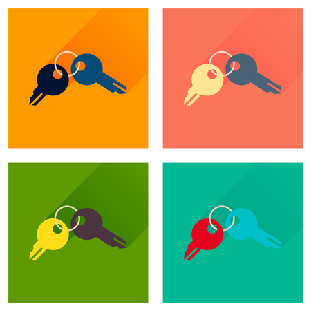 Concept of flat icons with long  shadow bunch of keysのイラスト素材