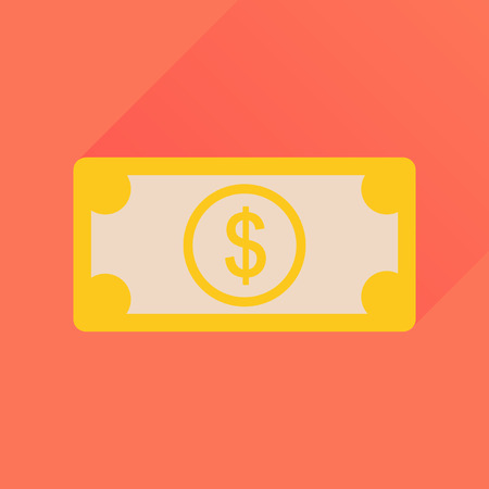 Flat icon with long  shadow dollar banknoteのイラスト素材