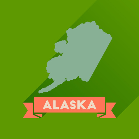 Flat icon with long  shadow Alaska mapのイラスト素材