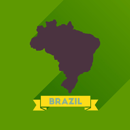 Flat icon with long  shadow Brazil mapのイラスト素材