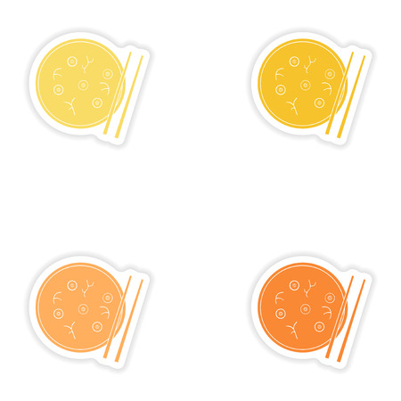 Set of paper stickers on white background   Miso soupのイラスト素材