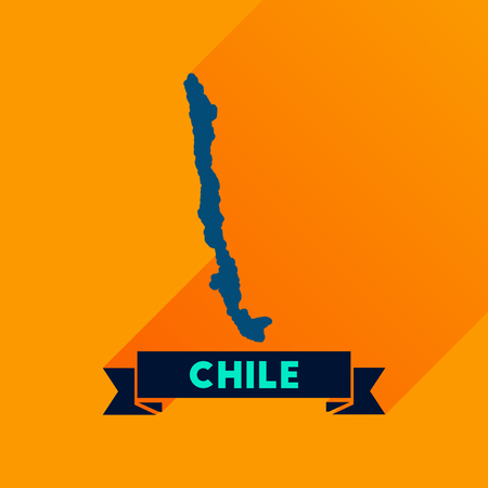 Flat icon with long  shadow Chile mapのイラスト素材
