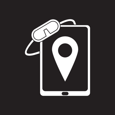Flat icon in black and white mobile phone Maskのイラスト素材