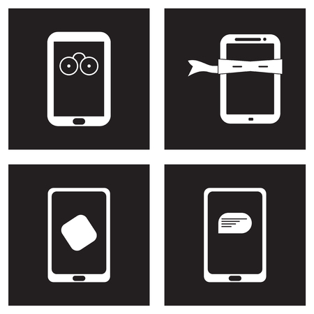 Concept flat icons in black and white mobile applicationsのイラスト素材