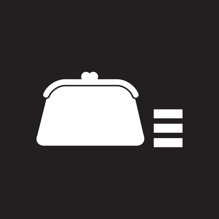 Flat icon in black and white women walletのイラスト素材