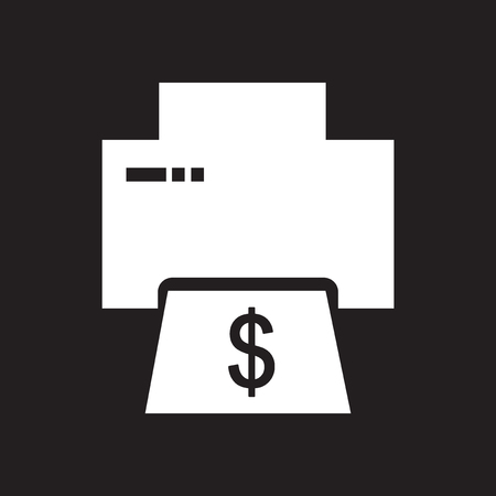 Flat icon in black and white money printingのイラスト素材