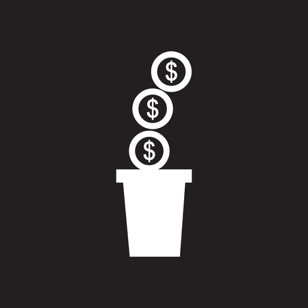 Flat icon in black and white coin potのイラスト素材