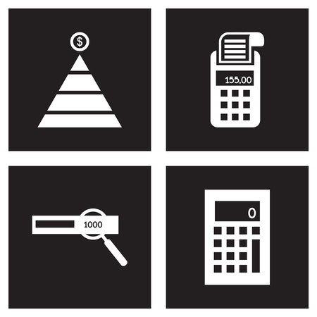 Concept flat icons in black and white economyのイラスト素材