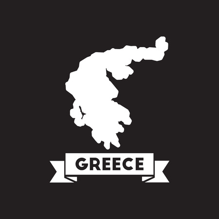 Flat icon in black and white Greece mapのイラスト素材