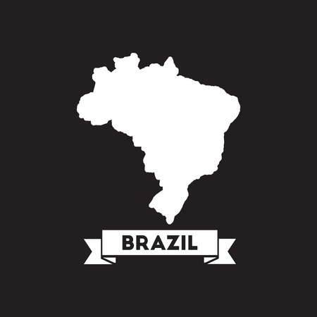 Flat icon in black and white Brazil mapのイラスト素材
