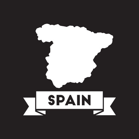 Flat icon in black and white map of Spainのイラスト素材