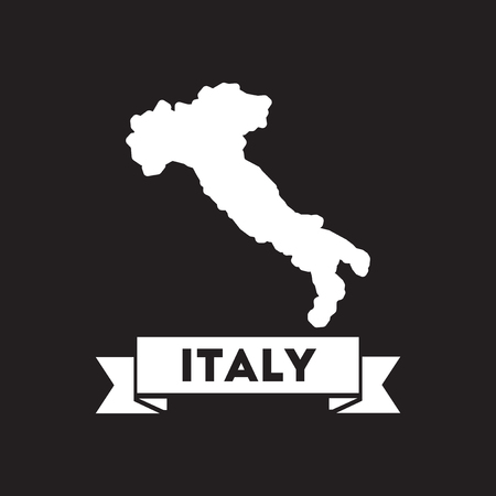 Flat icon in black and white Italy mapのイラスト素材