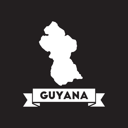 Flat icon in black and white maps of Guyanaのイラスト素材