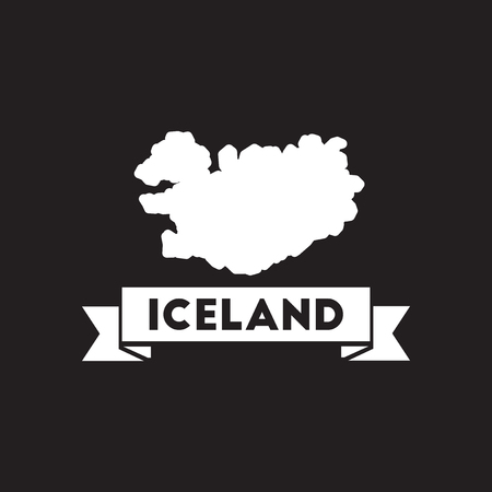 Flat icon in black and white Iceland mapのイラスト素材