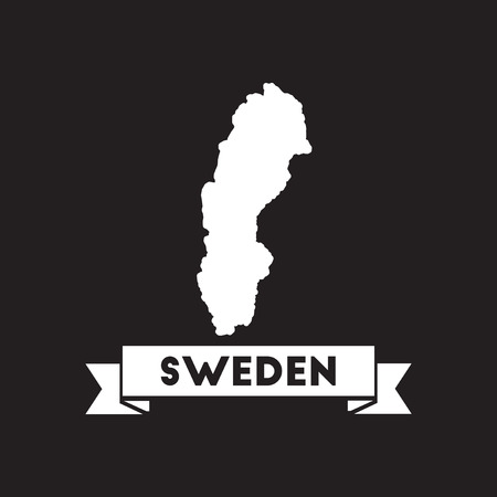 Flat icon in black and white maps of Swedenのイラスト素材