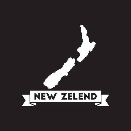 Flat icon in black and white New Zealand mapのイラスト素材