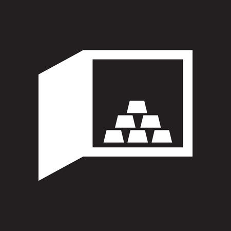 Flat icon in black and white gold bullion safeのイラスト素材