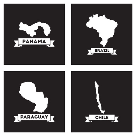 Concept flat icons black and white maps of countries worldのイラスト素材