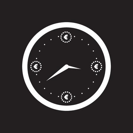Flat icon in black and white time is moneyのイラスト素材
