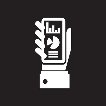 Flat icon in black and white infographics tabletのイラスト素材