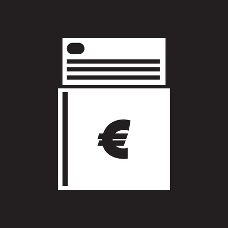 Flat icon in black and white checkbookのイラスト素材