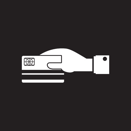 Flat icon in black and white bank card handのイラスト素材