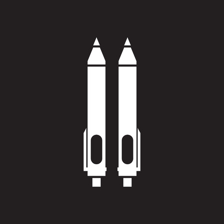 Flat icon in black and white pensのイラスト素材