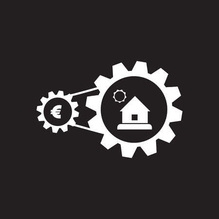 Flat icon in black and white house moneyのイラスト素材