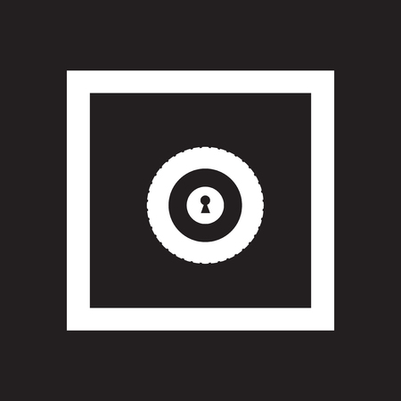 Flat icon in black and white safeのイラスト素材