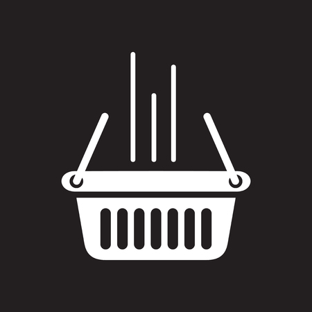 Flat icon in black and white shopping basketのイラスト素材