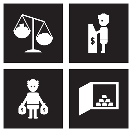 Concept flat icons black and white economyのイラスト素材