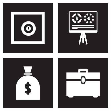 Concept flat icons black and white economyのイラスト素材