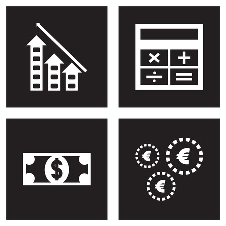 Concept flat icons black and white economyのイラスト素材