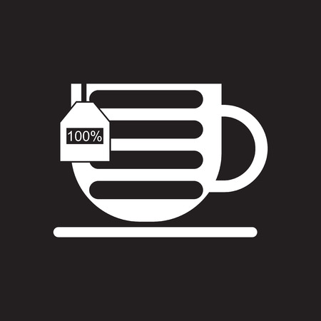 Flat icon in black and white cupのイラスト素材