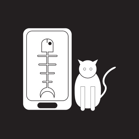 Flat icon in black and white mobile phoneのイラスト素材