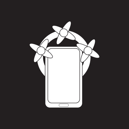 Flat icon in black and white mobile phoneのイラスト素材