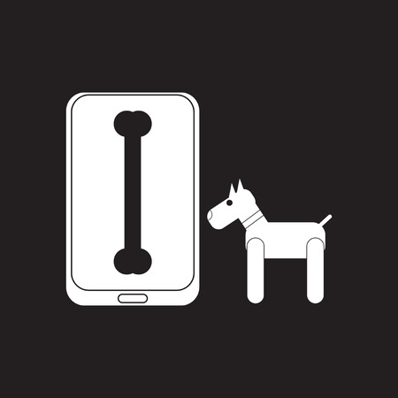 Flat icon in black and white mobile phoneのイラスト素材